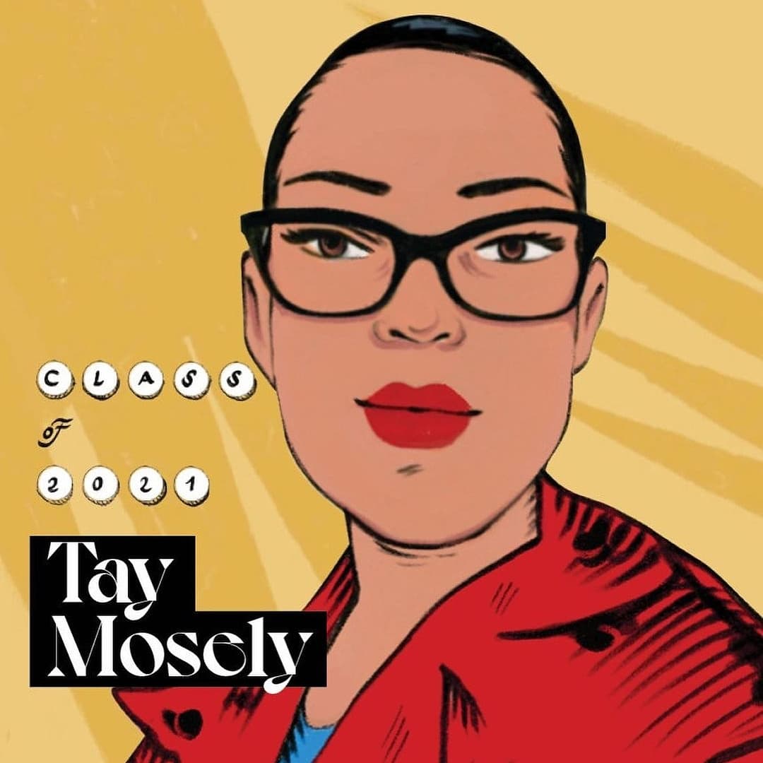 drawing of Tay Mosely glamour community college women of year